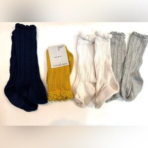 Jastore 4 Pairs Toddler Girl Stocking Knit Knee High Cotton Socks Age 1-3